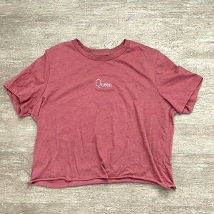 Embroidered “queen” crop top